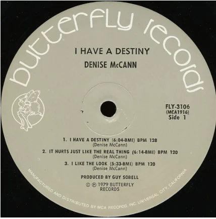 I Have A Destiny Butterfly FLY-3106 Side 1 label
